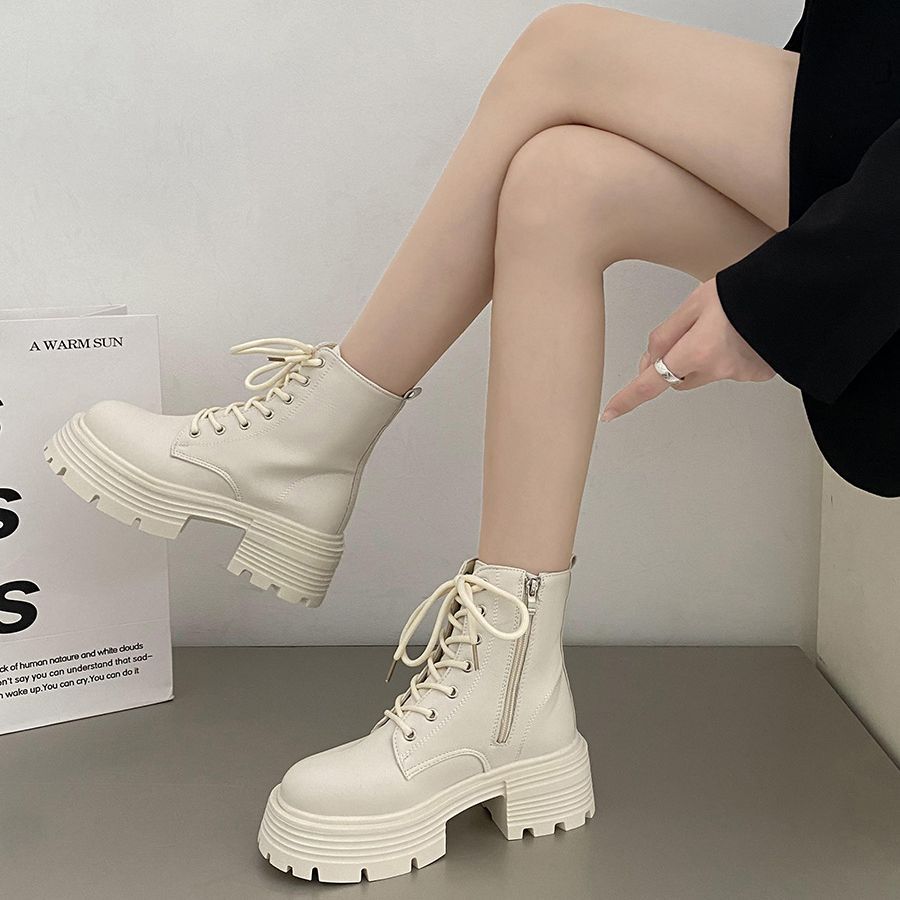 British style white thick sole - đánh giá và giá Sock Boot Women