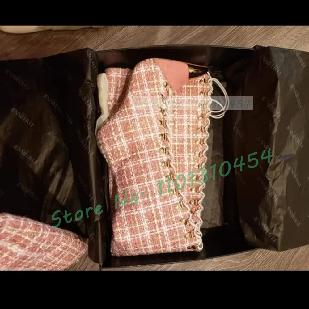Pink Plaid Hollow Tall Boots W - đánh giá và giá Sock Boot Women