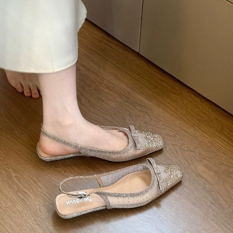 Glitter Rhinestone Bow Slingba - đánh giá và giá Mule Slip On