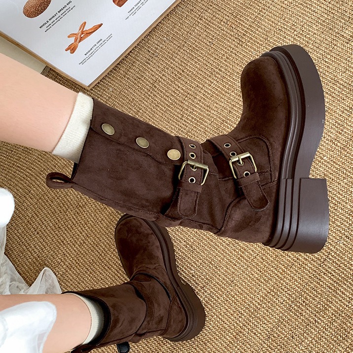 Retro British style thick sole - đánh giá và giá Sock Boot Women